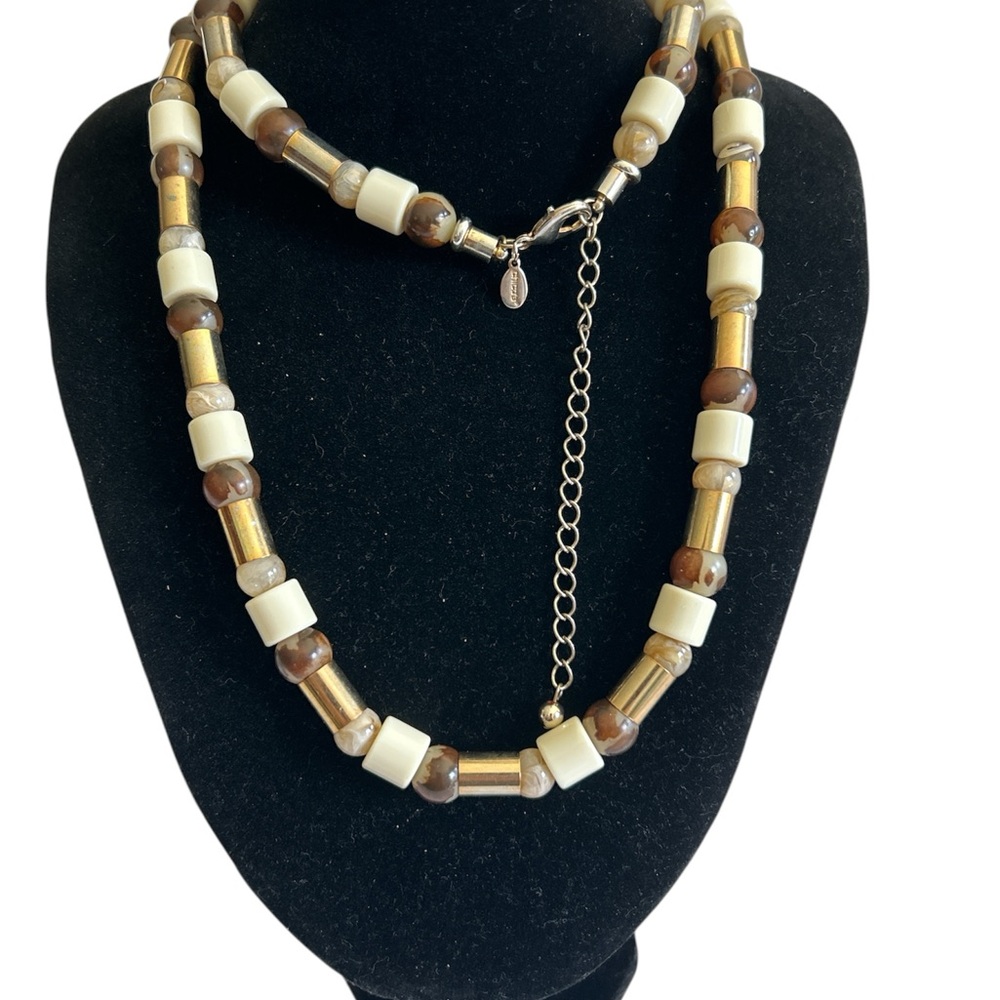Chico's Vintage Lucite Multi Color Bead Gold & Silver Tone Necklace